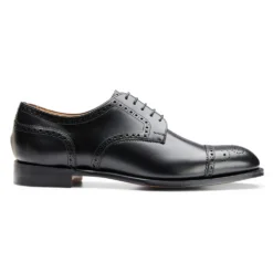 Zeg Shoes Shop 42 Cheaney Andrew Derby Semi Brogue In Black Calf Leather