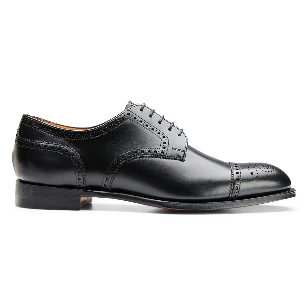 Cheaney Andrew Derby Semi Brogue In Black Calf Leather 1 Cheaney Andrew Derby Semi Brogue In Black Calf Leather