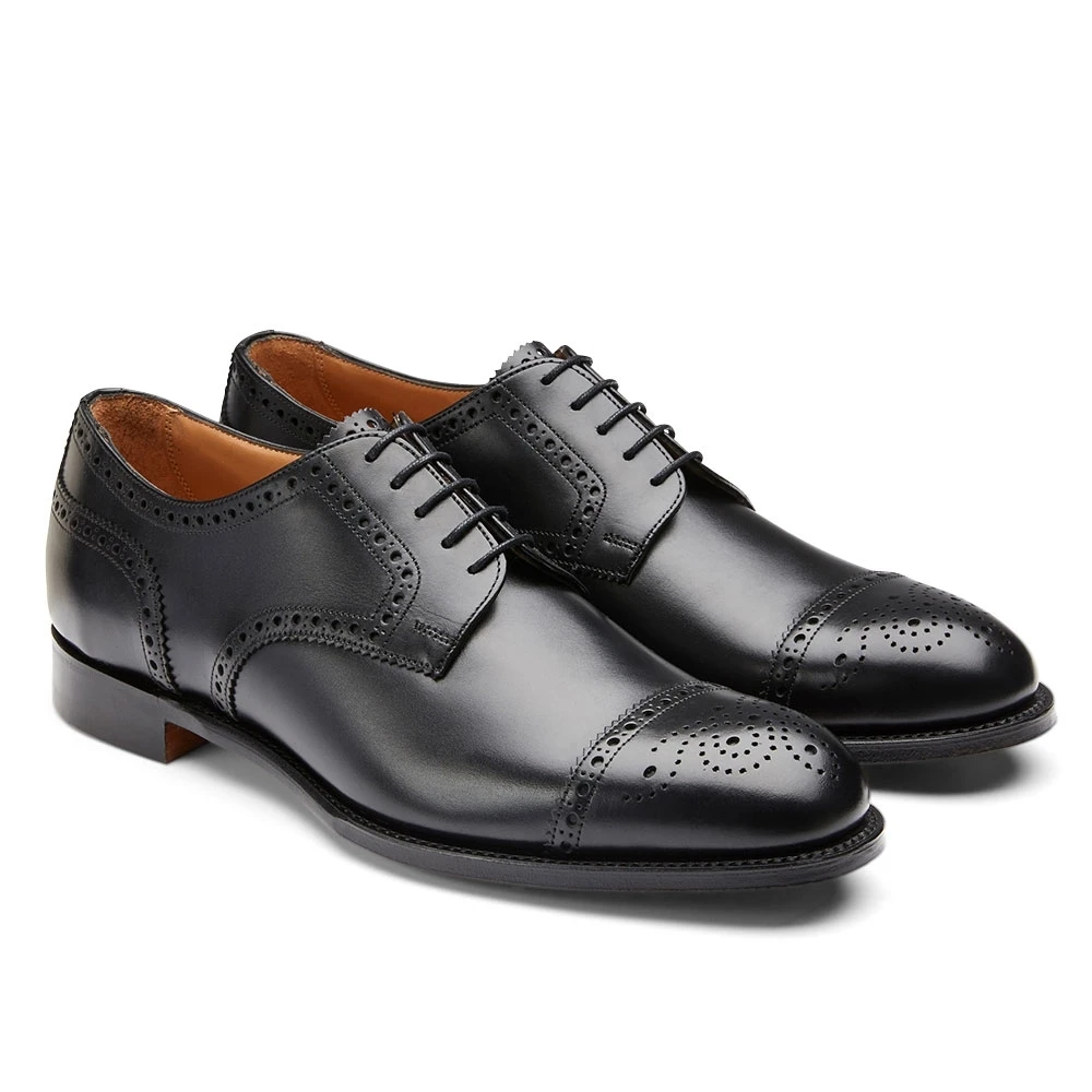 Cheaney Andrew Derby Semi Brogue In Black Calf Leather 2 Cheaney Andrew Derby Semi Brogue In Black Calf Leather - Image 2
