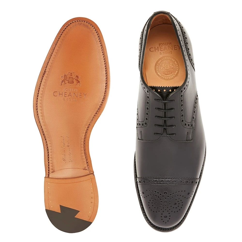 Cheaney Andrew Derby Semi Brogue In Black Calf Leather 3 Cheaney Andrew Derby Semi Brogue In Black Calf Leather - Image 3