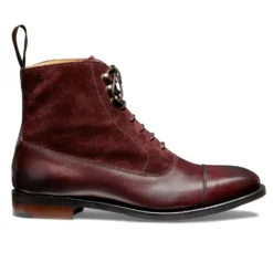 Cheaney Anna D Balmoral Boot In Burnished Burgundy/Plum Suede