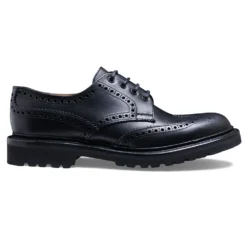 Cheaney Beccles GV Derby Brogue In Black Eco Oiled Leather