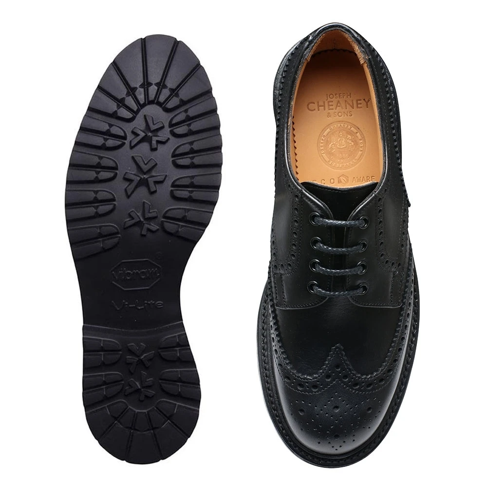 Cheaney Beccles GV Derby Brogue In Black Eco Oiled Leather 3 Cheaney Beccles GV Derby Brogue In Black Eco Oiled Leather - Image 3