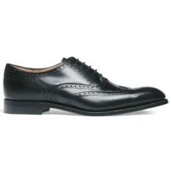 Cheaney Broad II Oxford Wingcap Brogue In Black Calf Leather | Leather Sole