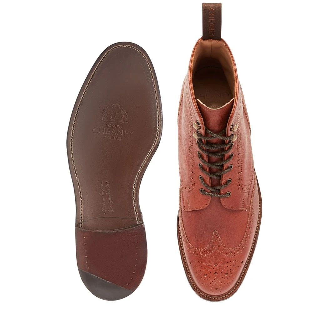 Cheaney Bute EF Derby Brogue Boot In Tan Deerskin 3 Cheaney Bute EF Derby Brogue Boot In Tan Deerskin - Image 3