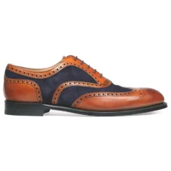 Cheaney Edwin Two Tone Oxford Brogue In Chestnut Calf/Navy Suede