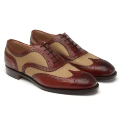 Cheaney Edwin Two Tone Oxford Brogue In Dark Leaf Calf/Sand Canvas 6 Cheaney Edwin Two Tone Oxford Brogue In Dark Leaf Calf/Sand Canvas -Zeg Shoes Shop cheaney edwin two tone oxford brogue in dark leaf calf sand canvas p88 11465 zoom