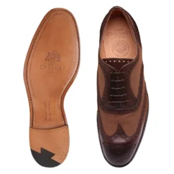 Cheaney Edwin Two Tone Oxford Brogue In Mocha Calf/Brown Canvas -Zeg Shoes Shop cheaney edwin two tone oxford brogue in mocha calf brown canvas p1482 10010 zoom
