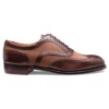 Cheaney Edwin Two Tone Oxford Brogue In Mocha Calf/Brown Canvas