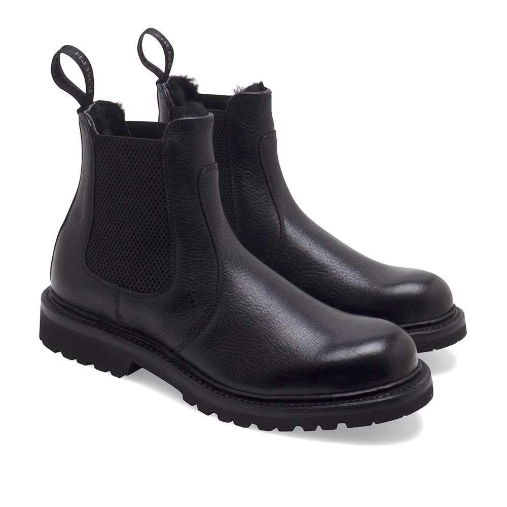 Cheaney Ellis GV Shearling Lined Chelsea Boot In Jet Black Kudu Leather 2 Cheaney Ellis GV Shearling Lined Chelsea Boot In Jet Black Kudu Leather - Image 2
