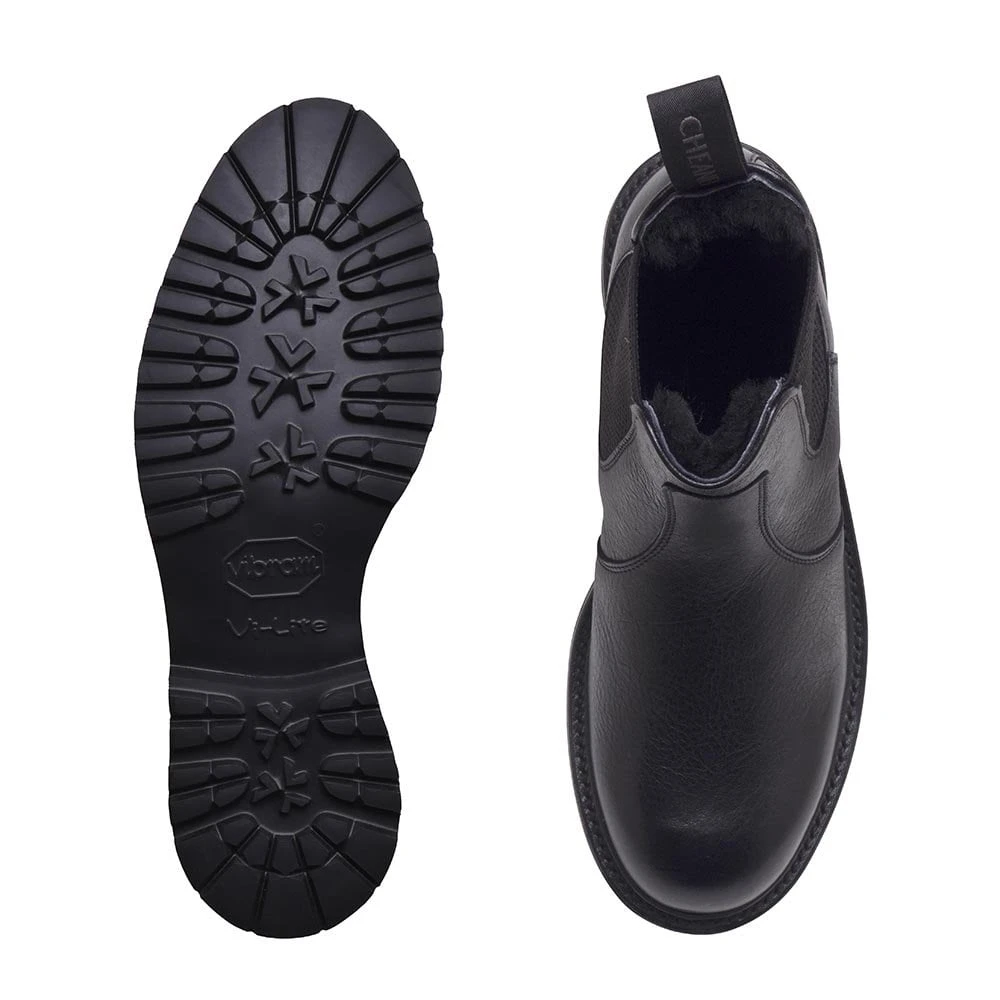 Cheaney Ellis GV Shearling Lined Chelsea Boot In Jet Black Kudu Leather 3 Cheaney Ellis GV Shearling Lined Chelsea Boot In Jet Black Kudu Leather - Image 3