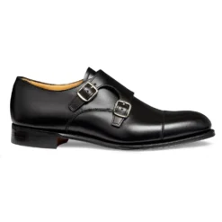 Cheaney Emily D Double Buckle Monk Shoe In Black Calf Leather