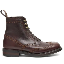 Cheaney Gailes R Shearling Lined Derby Brogue Boot In Whiskey Kudu Leather