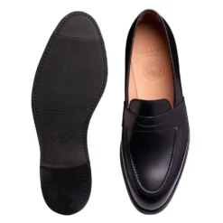 Cheaney Gracechurch D Penny Loafer In Black Calf Leather -Zeg Shoes Shop cheaney gracechurch d penny loafer in black calf leather p987 7240 zoom