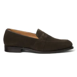 Cheaney Gracechurch D Penny Loafer In Dark Brown Suede