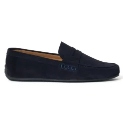 Cheaney Hunt Driving Moccasin Shoe In Navy Suede