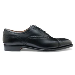 Cheaney Islington Oxford Semi Brogue In Black Calf Leather
