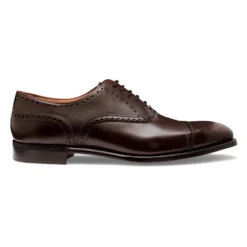 Cheaney Islington Oxford Semi Brogue In Mocha Calf Leather