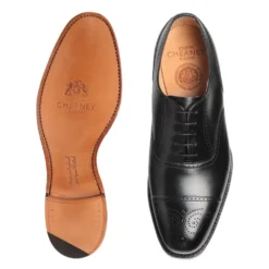 Cheaney Kelmarsh Oxford Semi Brogue In Black Calf Leather | Leather Sole -Zeg Shoes Shop cheaney kelmarsh oxford semi brogue in black calf leather leather sole p320 2693 zoom