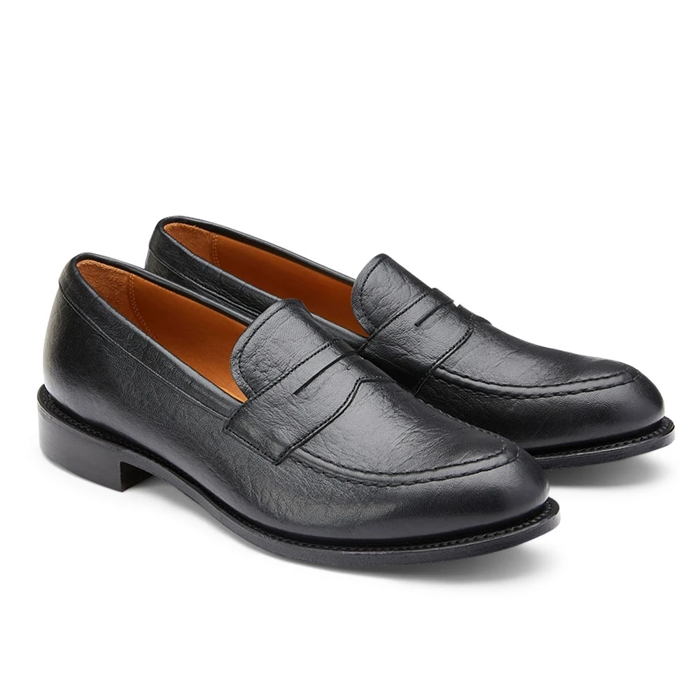 Cheaney Kenmore EF Penny Loafer In Black Deerskin Leather 2 Cheaney Kenmore EF Penny Loafer In Black Deerskin Leather - Image 2