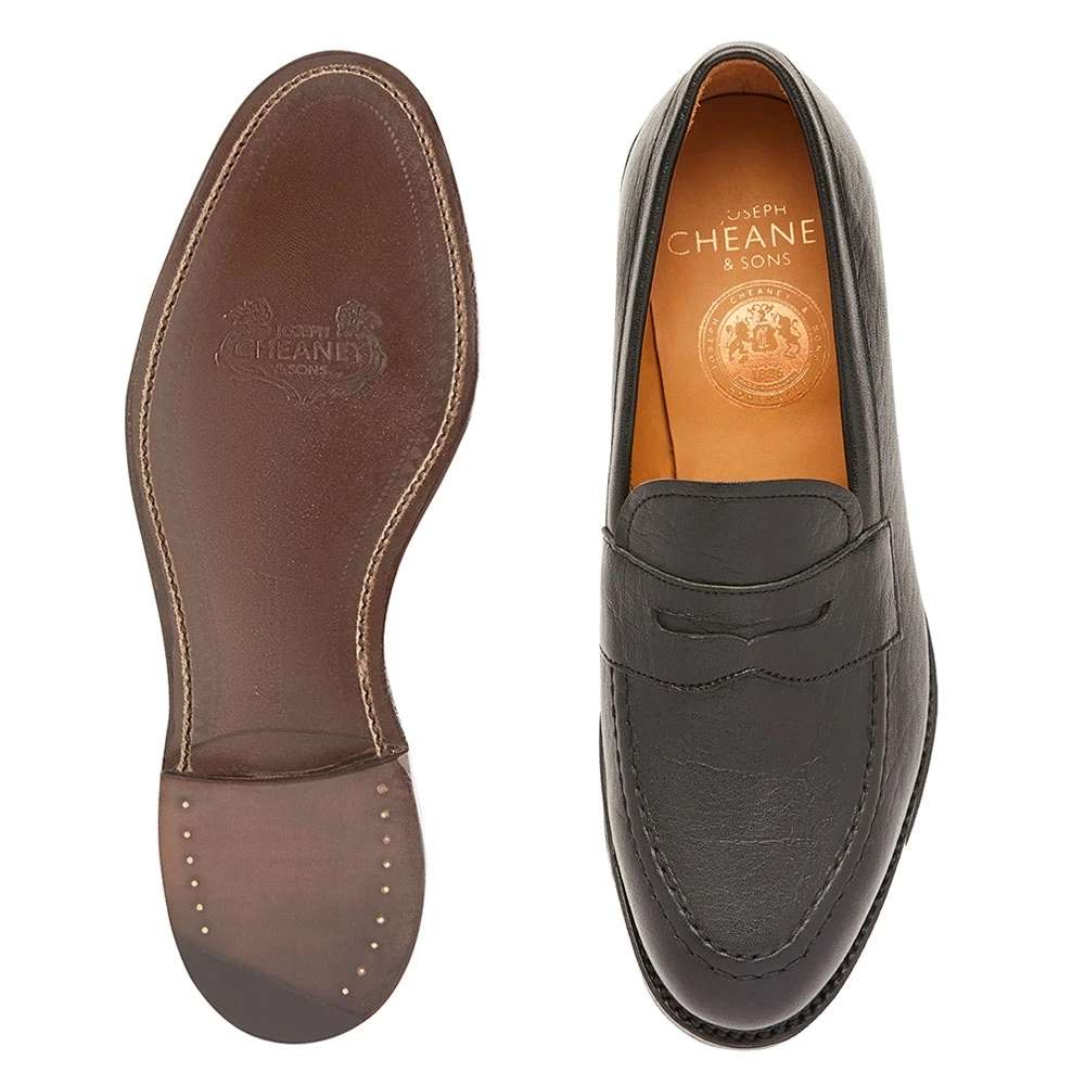 Cheaney Kenmore EF Penny Loafer In Black Deerskin Leather 3 Cheaney Kenmore EF Penny Loafer In Black Deerskin Leather - Image 3