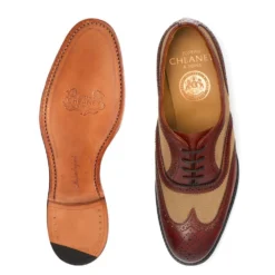 Cheaney Milly Oxford Brogue In Dark Leaf Calf Leather/Sand Canvas -Zeg Shoes Shop cheaney milly oxford brogue in dark leaf calf leather sand canvas p1506 12142 zoom