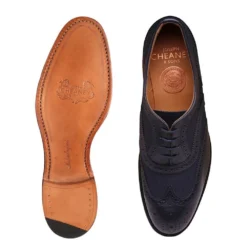 Cheaney Milly Oxford Brogue In Navy Calf Leather/Navy Canvas -Zeg Shoes Shop cheaney milly oxford brogue in navy calf leather navy canvas p1507 10060 zoom
