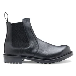 Cheaney Mohawk C Shearling Lined Chelsea Boot In Jet Black Kudu Leather