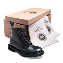 Cheaney Olivia GV Derby Brogue Boot In Black Eco Oiled Leather -Zeg Shoes Shop cheaney olivia gv derby brogue boot in black eco oiled leather p1611 10801 zoom