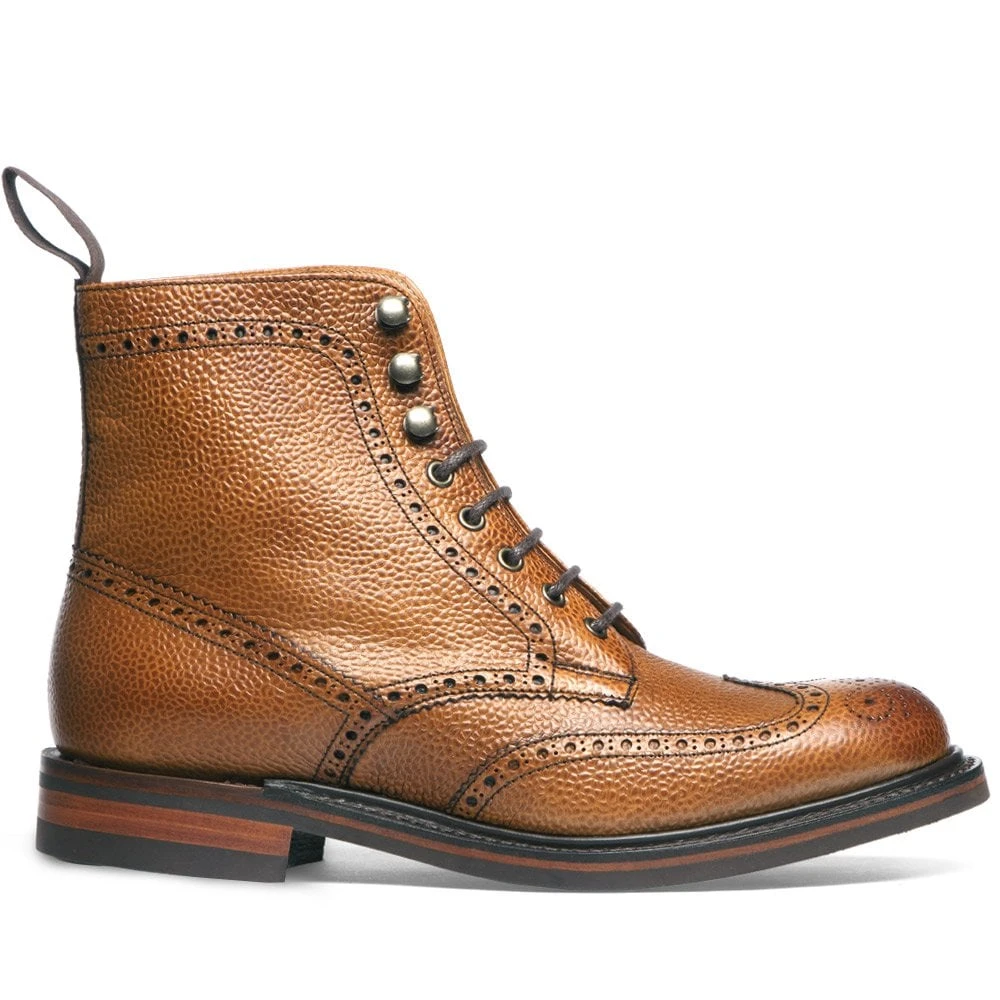 Cheaney Olivia R Derby Brogue Boot In Almond Grain Leather 1 Cheaney Olivia R Derby Brogue Boot In Almond Grain Leather