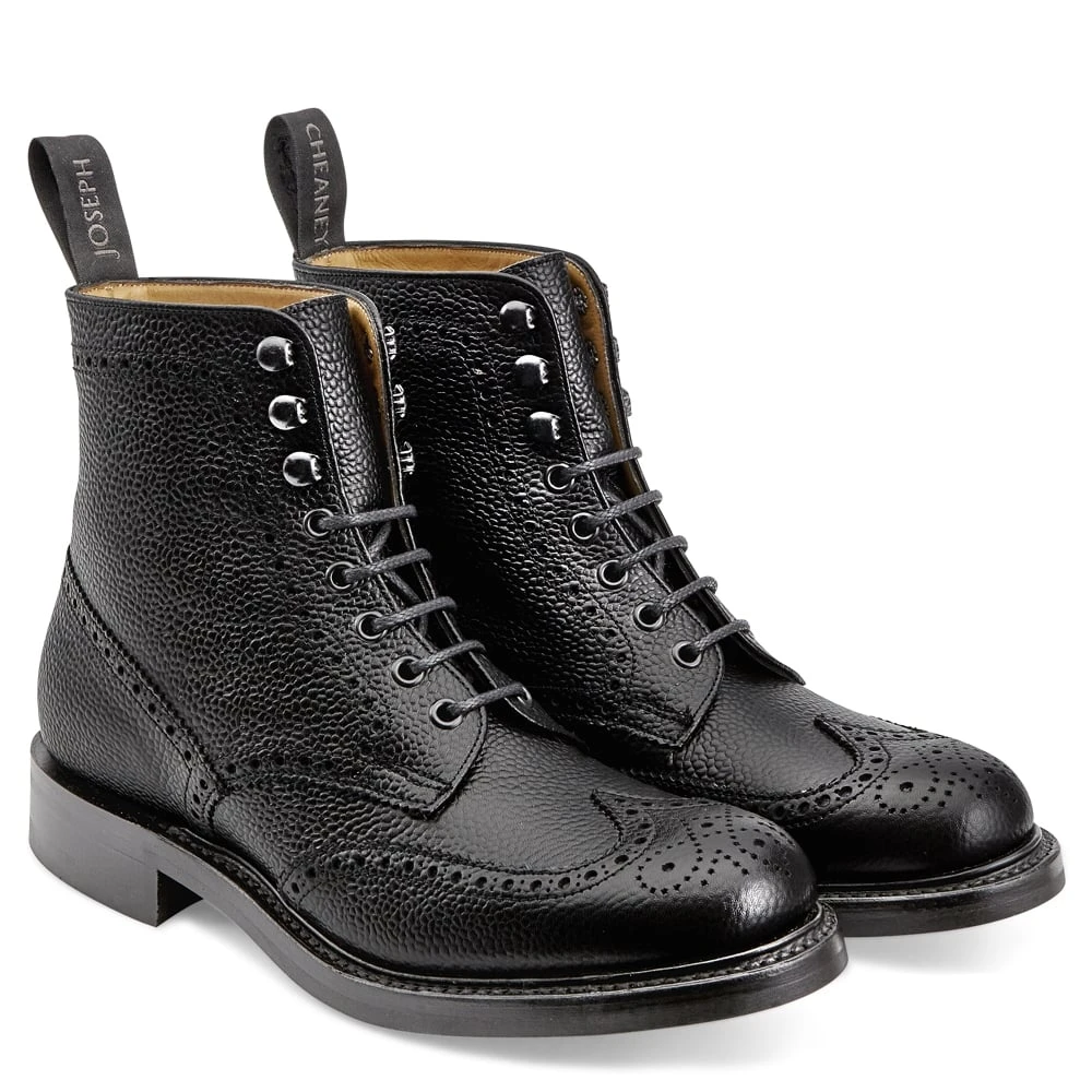Cheaney Olivia R Derby Brogue Boot In Black Grain Leather 2 Cheaney Olivia R Derby Brogue Boot In Black Grain Leather - Image 2