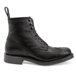 Cheaney Olivia R Derby Brogue Boot In Black Grain Leather