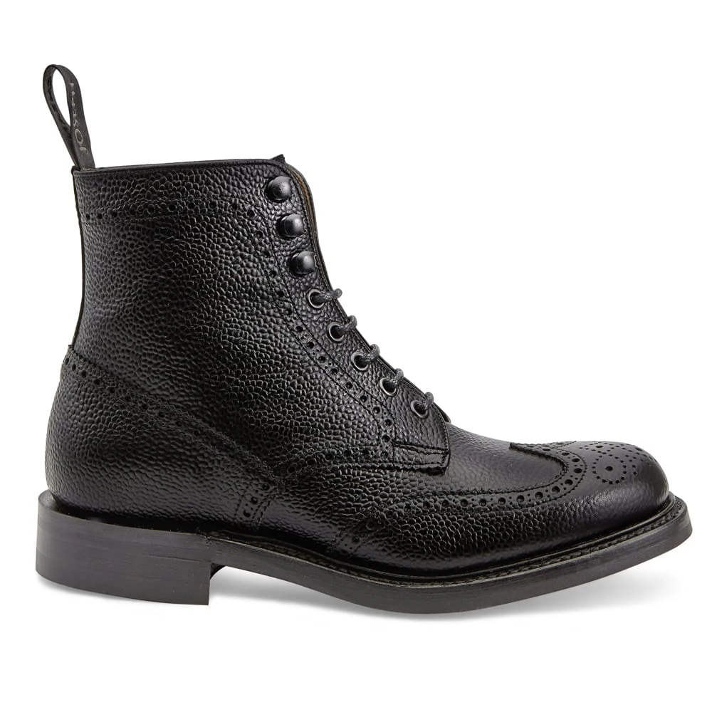 Cheaney Olivia R Derby Brogue Boot In Black Grain Leather 1 Cheaney Olivia R Derby Brogue Boot In Black Grain Leather