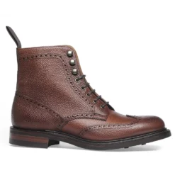 Cheaney Olivia R Derby Brogue Boot In Mahogany Grain Leather