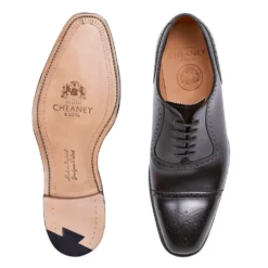 Cheaney Raleigh Oxford Semi Brogue In Black Calf Leather -Zeg Shoes Shop cheaney raleigh oxford semi brogue in black calf leather p817 5603 zoom