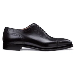 Cheaney Raleigh Oxford Semi Brogue In Black Calf Leather