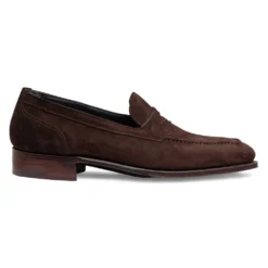 Cheaney Saxon Penny Loafer In Bitter Chocolate Suede