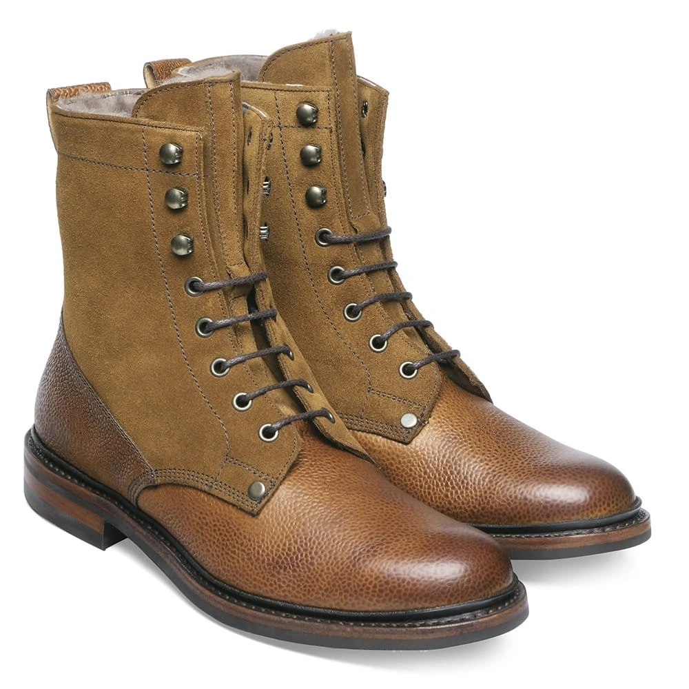 Cheaney Scott R Shearling Lined Derby Boot In Almond Grain/Maracca Suede 3 Cheaney Scott R Shearling Lined Derby Boot In Almond Grain/Maracca Suede - Image 3