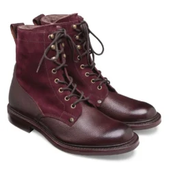 Cheaney Scott R Shearling Lined Derby Boot In Burgundy Grain Leather And Plum Suede -Zeg Shoes Shop cheaney scott r shearling lined derby boot in burgundy grain leather and plum suede p1008 9546 zoom