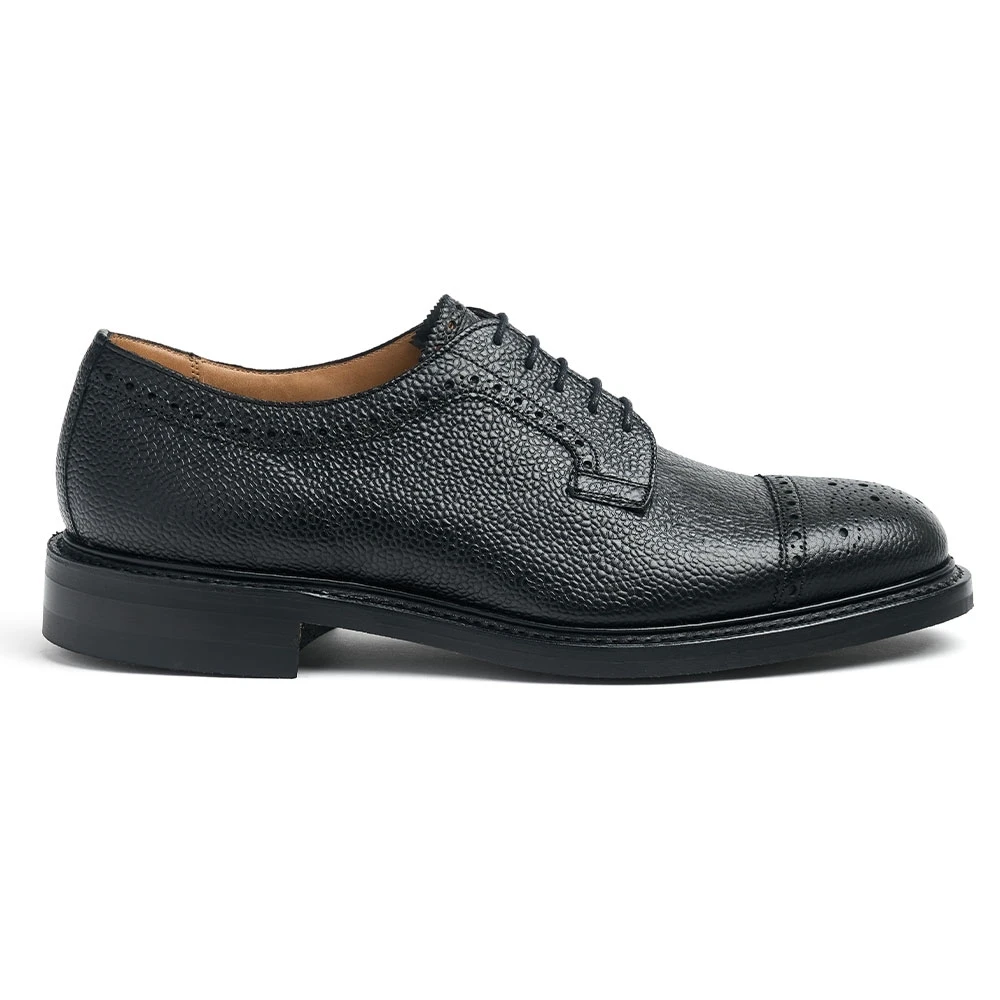 Cheaney Tenterden II R Derby Semi Brogue In Black Grain Leather 1 Cheaney Tenterden II R Derby Semi Brogue In Black Grain Leather