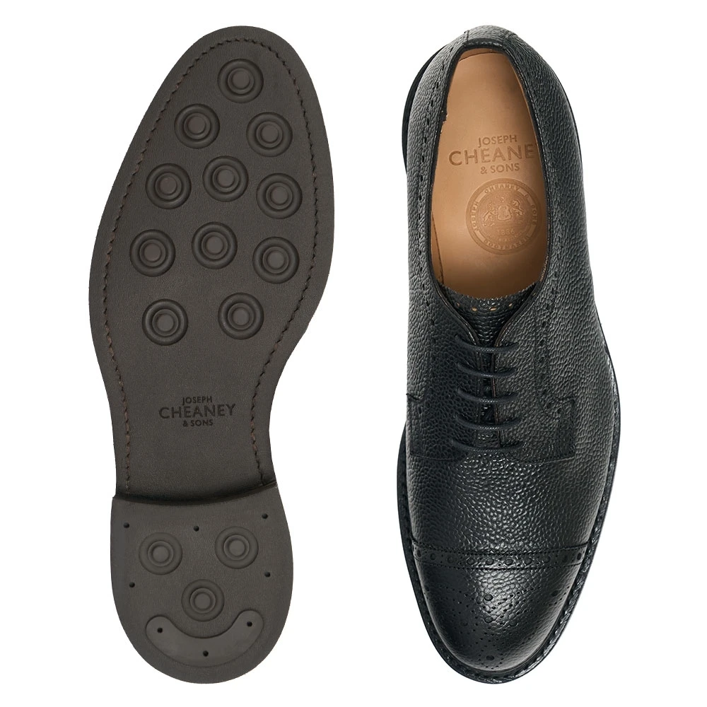 Cheaney Tenterden II R Derby Semi Brogue In Black Grain Leather 3 Cheaney Tenterden II R Derby Semi Brogue In Black Grain Leather - Image 3