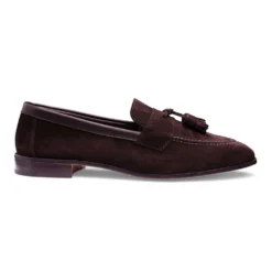 Cheaney Timothy Collapsible Tassel Loafer In Bitter Chocolate Suede