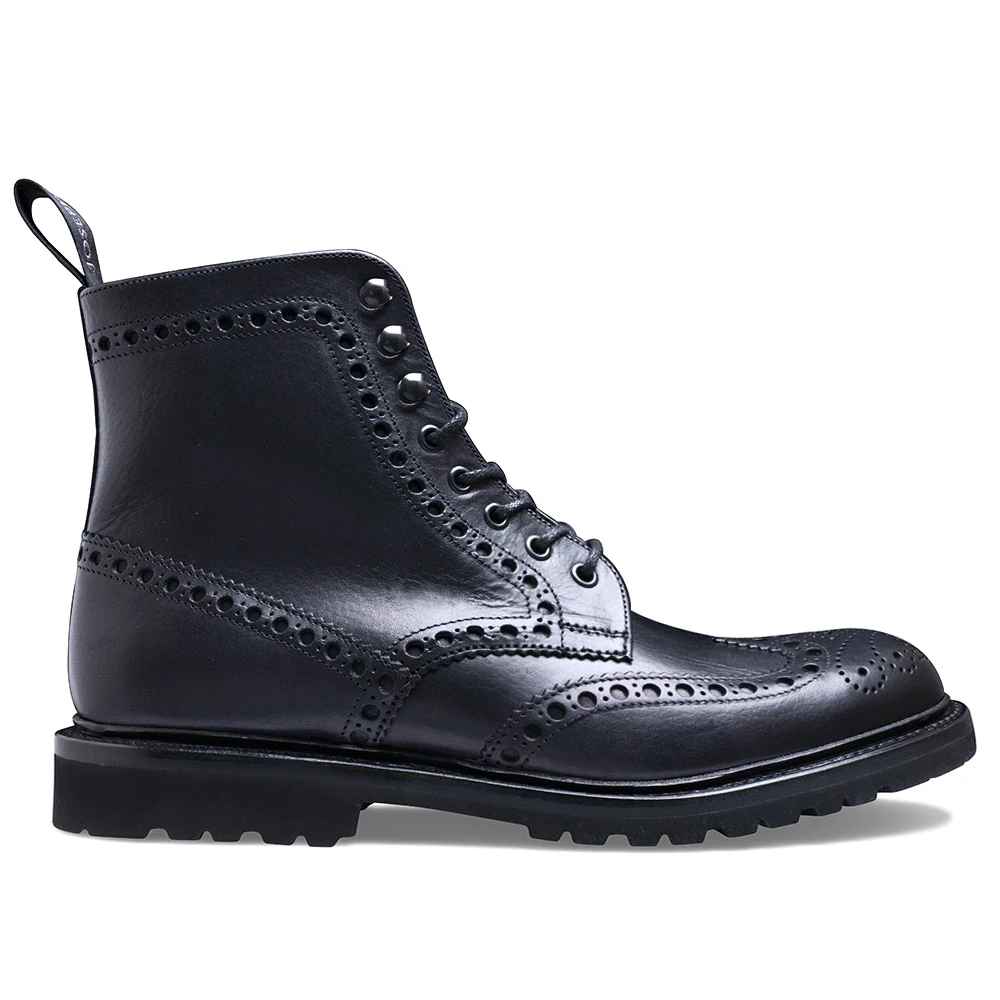 Cheaney Tweed GV Derby Brogue Boot In Black Eco Oiled Leather 1 Cheaney Tweed GV Derby Brogue Boot In Black Eco Oiled Leather