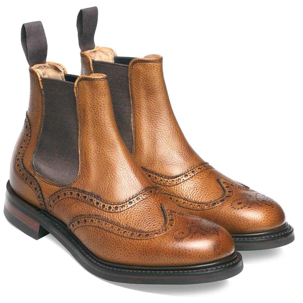 Cheaney Victoria R Wingcap Brogue Chelsea Boot In Almond Grain Leather 2 Cheaney Victoria R Wingcap Brogue Chelsea Boot In Almond Grain Leather - Image 2