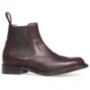 Cheaney Victoria R Wingcap Brogue Chelsea Boot In Burgundy Grain Leather