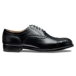 Cheaney Wilfred Oxford Semi Brogue In Black Calf Leather