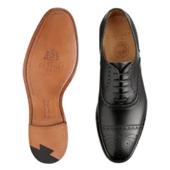 Cheaney Wilfred Oxford Semi Brogue In Black Calf Leather -Zeg Shoes Shop cheaney wilfred oxford semi brogue in black calf leather p28 5983 zoom
