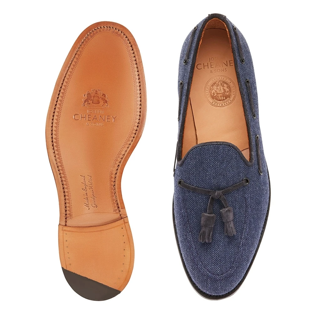 Cheaney Wills Tassel Loafer In Navy Moons/Oceano Suede 3 Cheaney Wills Tassel Loafer In Navy Moons/Oceano Suede - Image 3