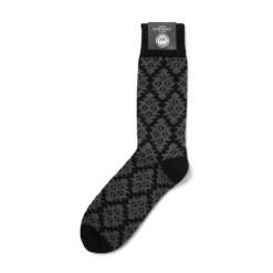 Corgi Diamond Pattern Black Mens Cotton Socks