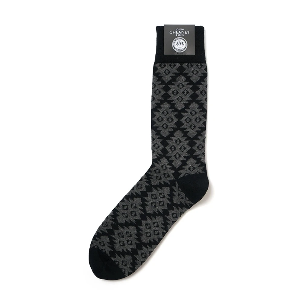Corgi Diamond Pattern Black Mens Cotton Socks 1 Corgi Diamond Pattern Black Mens Cotton Socks